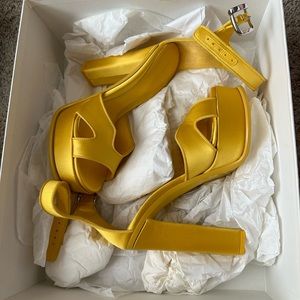 Alexander McQueen Yellow Satin Sandal 40
